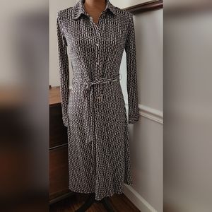 Talbots classic belted midi stretch shirt dress